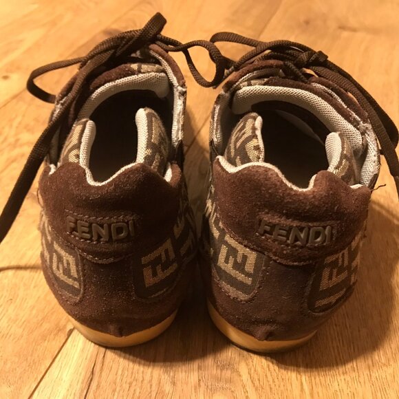 FENDI FF Monogram Suede and Canvas Fashion Sneakers - MADE IN ITALY - Picture 2 of 11